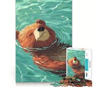 Relaxing Bear Floating in Water Hard Jigsaw Puzzle for Adults 1000 Pieces Recall Boost Quiet Calm Smooth Cut Classic Gift (50x75cm)