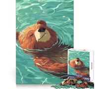Relaxing Bear Floating in Water Jigsaw Puzzles 1000 Pieces for Adults Strengthen Recall Calm Mind Quality Edge Warm Surprise (38x52cm)