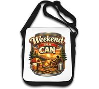 Relaxing Camping Scene with Sunset Fire Shoulder Bag White