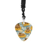 Relaxing Capybara Fashion Guitar Picks Necklace Music Jewellery | Personalized Pendant Vintage Charm Necklaces for Men Women