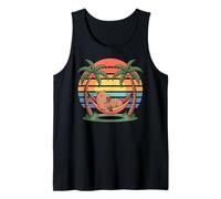 Relaxing Capybara, Sunset, Palm Tree, Summer capy Vacation Tank Top