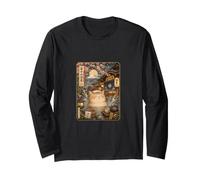 Relaxing Cat Onsen Mount Fuji Sakura Japanese Long Sleeve T-Shirt