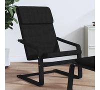 Relaxing Chair Black Fabric 100% Polyester Birch Wood 59x82x98cm Padded Armrest