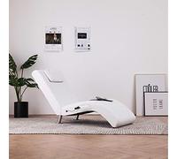 Relaxing Chair Faux Leather Recliner Lounge Chair for Living Room Bedroom & Office Comfortable Resting Armchair with White Cushion