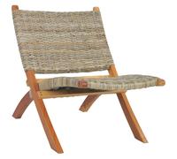 Relaxing Chair Natural Kubu Rattan and Solid Mahogany Multi Colours vidaXL