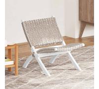 Relaxing Chair White Natural Comfort Kubu Rattan Seat Mahogany Frame 60x77x70 cm