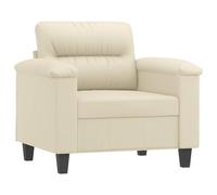 Relaxing Cream Armchair for Living Room & Outdoor 60cm Faux Leather Recliner Chair Compact Design for Waiting Room Studio Bedroom Stylish & Comfortable Seating