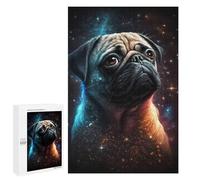 Relaxing Home Activity: Cosmic Pug Portrait-3, 1000 PCS, Decorative Wooden Puzzle - for A Rewarding Weekend Challenge