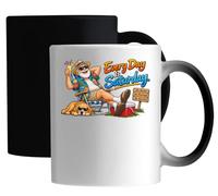 Relaxing Man Enjoying Everyday Saturday Vibes Ceramic Magic Mug White