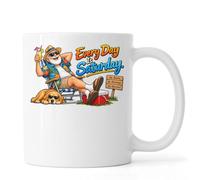 Relaxing Man Enjoying Everyday Saturday Vibes Ceramic Tea Coffee Mug White