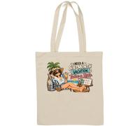 Relaxing on the beach with tropical drinks Natural Cotton Tote Bag White