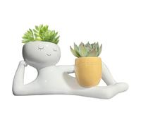Relaxing Person Holding Pot,Lazy Guy Planter Succulent Plant Pot,Lying Down Figure,Human Shaped Flower Pot,Garden Resin Flowerpot Planter Succulent Pots Flower Container For Outdoor Indoor