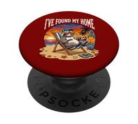 Relaxing Raccoon Beach Sunset Vacation I'VE FOUND MY HOME PopSockets Adhesive PopGrip