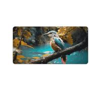 Relaxing Rain and Birds Sounds Desk Mat Non-Slip Office Desk Mat 23.6" X 11.8" Large Mouse Pad with Rubber Base Waterproof Desk Writing Pad for Office and Home