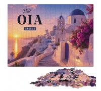 Relaxing Wooden Puzzle, Adults, Visit Oia, 1000 Pieces | Jigsaw Puzzle Gift: border-first or section-first building options alone or together.