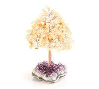 RelaxNest Crystal Tree Amethyst Money Tree | Purple Tree of Life Desk Decor | Zen Office Accessories, Unique Birthday Gift for Women, Positive Energy Crystal Art (Citrine)