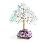 RelaxNest Crystal Tree Amethyst Money Tree | Purple Tree of Life Desk Decor | Zen Office Accessories, Unique Birthday Gift for Women, Positive Energy Crystal Art (Aquamarine)