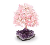 RelaxNest Crystal Tree Amethyst Money Tree | Purple Tree of Life Desk Decor | Zen Office Accessories, Unique Birthday Gift for Women, Positive Energy Crystal Art (Rose Quartz)