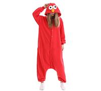 Relaxo Costume Cookie Monster Onesie Elmo Onesie Jumpsuit Sesame Street Relax Costume Pyjamas Fancy Dress Halloween Pyjamas Cosplay Adult Carnival, Elmo, L/XL