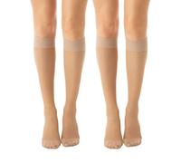 Relaxsan Basic 850 (2 Pairs - Skin 1/S) Compression Socks for Women, Knee High Socks 18-22 mmHg