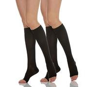 Relaxsan Basic 850A (2 Pairs - Black 2/M) Compression Socks for Women, Knee High Socks Open Toe, 18-22 mmHg