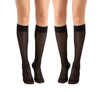 Relaxsan Basic 850P (2 Pairs - Black 2/M) Compression Socks for Women, Knee High Socks 22-27 mmHg