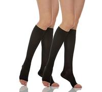 Relaxsan Basic 950A (2 Pairs - Black 5/XXL) Compression Socks for Women, Knee High Socks Open Toe, 22-27 mmHg