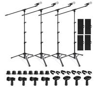 Relaxweex 4 Pcs Tripod Microphone Stand Boom Arm Floor Mic Stand Microphone Holder Adjustable Height 26-67 inch with 4 Carrying Bag and 8 Mic Clips for Singing Stage Wedding Stage Karaoke Church