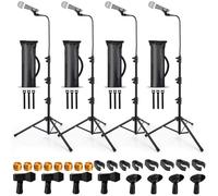 Relaxweex 4 Pcs Tripod Microphone Stand Boom Arm Floor Mic Stand Microphone Holder Adjustable Height 24-67 inch with 4 Carrying Bag and 8 Mic Clips for Singing Stage Wedding Stage Karaoke Church
