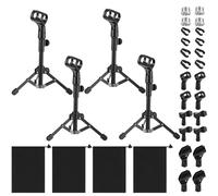 Relaxweex 4 Set Desktop Mic Stand Portable Foldable Adjustable Tabletop Microphone Stand Microphone Tripod with Mic Clip, Storage Bag and 5/8" Male to 3/8" Female Screw (Classic,9.84''-15.75'')