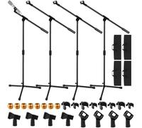 Relaxweex 4 Sets Mic Stand Adjustable Boom Arm Microphone Stand with Tripod Base Boom Microphone Stands Height Adjustable 32.7-90.5 Inch with Mic Clips 3/8"-5/8" Adapter for Singing Performance Stage
