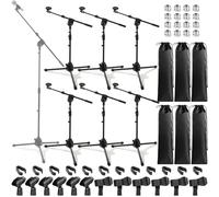 Relaxweex 6 Pcs Universal Mic Stand Floor Tripod Boom Arm Microphone Stand Height Adjustable from 34" to 90.5" with Carry Bag and 12 Mic Clips for Singing Stage Wedding Karaoke Church Performance