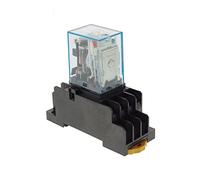 Relay 1 Set MY4NJ Small Electromagnetic Power AC/DC 12V 24V 36V 48V 110V 220V 380V 4NO 4NC DIN Rail 14 pins + Base Mini(Ac,220V)