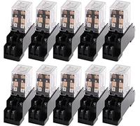 Relay 10Pcs 12V 24V 36V 48V 110V 220V 380V Small 10A 8 Pins Coil DPDT with Socket Base(Ac,36V)