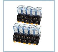 Relay 10set MY4NJ DC12V Coil 4NO 4NC Green LED Indicator Power DIN Rail 14 Pin Base(DC 12)