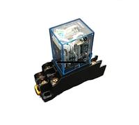 Relay 1set LY2NJ DC 12V 24V 110V 220V AC Coil Power Miniature 8 Pin DPDT 10A LY2N-J HH62P JQX-13F LY2 with PTF08A Socket Base(DC 12V)