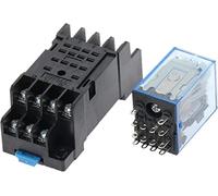 Relay 1set MY4NJ 14PIN 4DPDT Electronic Micro Mini Electromagnetic 5A Coil with PYF14A Socket Base DC12V DC24V AC110V 220V 380V(Onecolor)