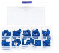 Relay 50pcs 3386P Series 100R 200 500R 1K 2K 5K 10K 20K 50K 100K 500K Multi-Turn Potentiometer Variable resistors with Box Set Resistor elements