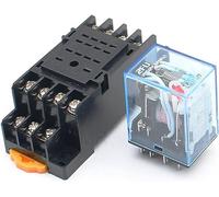 Relay 5PCS time MY4 12V 24V 110V / 220V Coil 5A 4NO 4NC Green LED Indicator Power DIN Rail 14 Pin with Socket Base(Dc,12V)