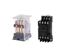 Relay HH54P Coil General Micro Mini Electromagnetic Relay Switch with Socket Base LED AC 110V 220V DC12V 24V 36V(DC (5Pcs),12V With Base)