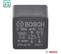 Bosch 0986AH0151 Mini Relay 12V 20A, IP5K4, Operating Temperature from -40 Degree to 100 Degree C, 5 Pin Relay