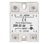 Relay Module, SSR-25 AA 25A Solid State Relay SSR AC-AC Input 90-250V AC Output 24-480V AC Plastic+Metal Solid State Relay Module