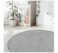 Relay Plain Round Grey Short Pile Rug - 133cm