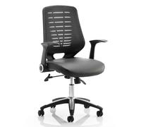 relay task black back office chair with leather black seat