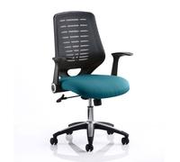 relay task black back office chair with maringa teal seat