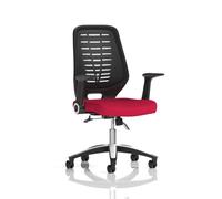 Relay Task Operator Chair Black Back With Folding Arms Bespoke Colour Bergamot Cherry