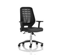 Relay Task Operator Chair Black Back With Height Adjustable Arms Black Leather Seat