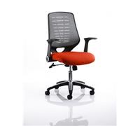 Relay Task Operator Chair Bespoke Colour Silver Back Tabasco Orange With Folding Arms
