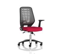 Relay Task Operator Chair Silver Back With Folding Arms Bespoke Colour Bergamot Cherry