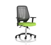Relay Task Operator Chair Silver Back With Height Adjustable Arms Bespoke Colour Myrrh Green